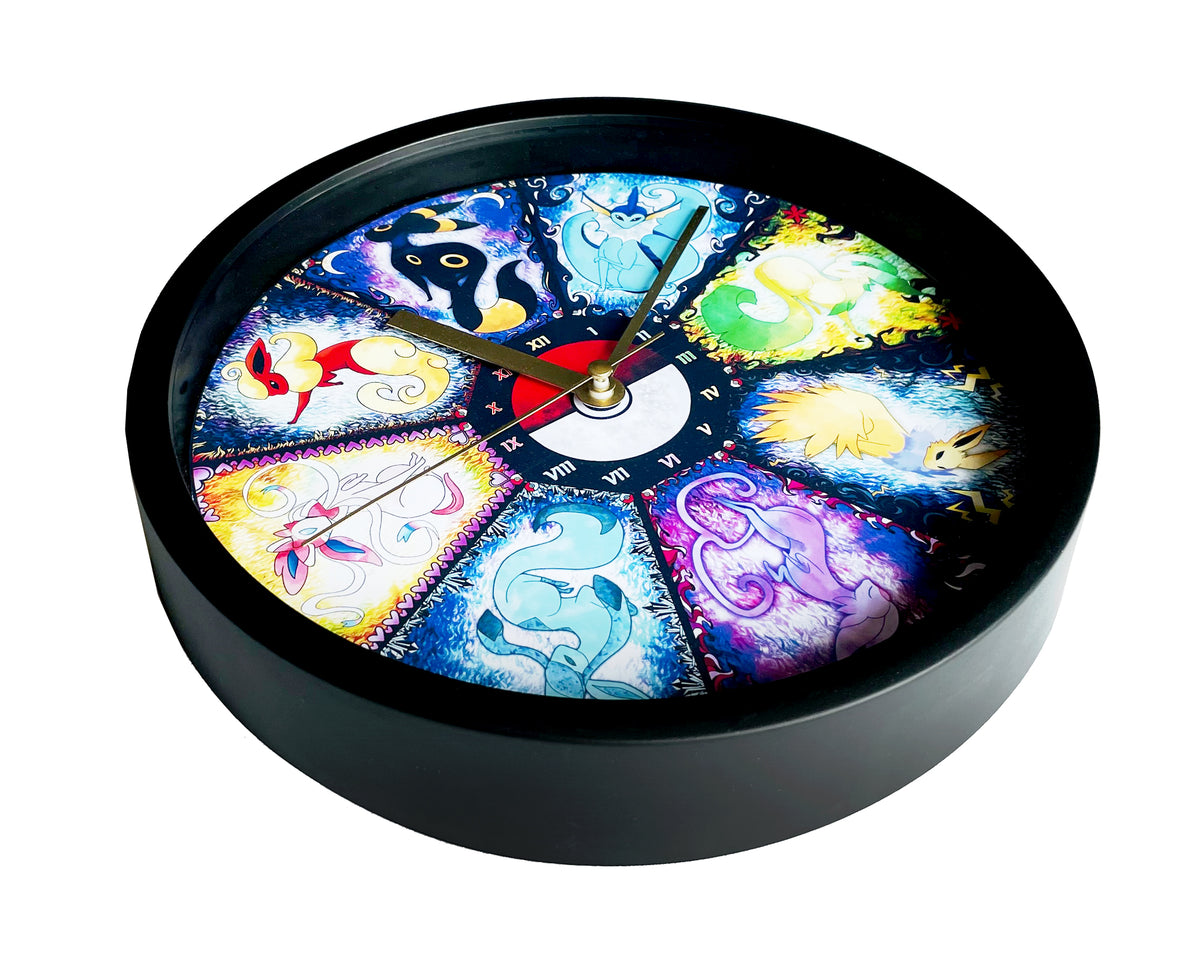 Gold fashion and Navy Pokémon Eevee Evolutions Starlight Night Wall Clock