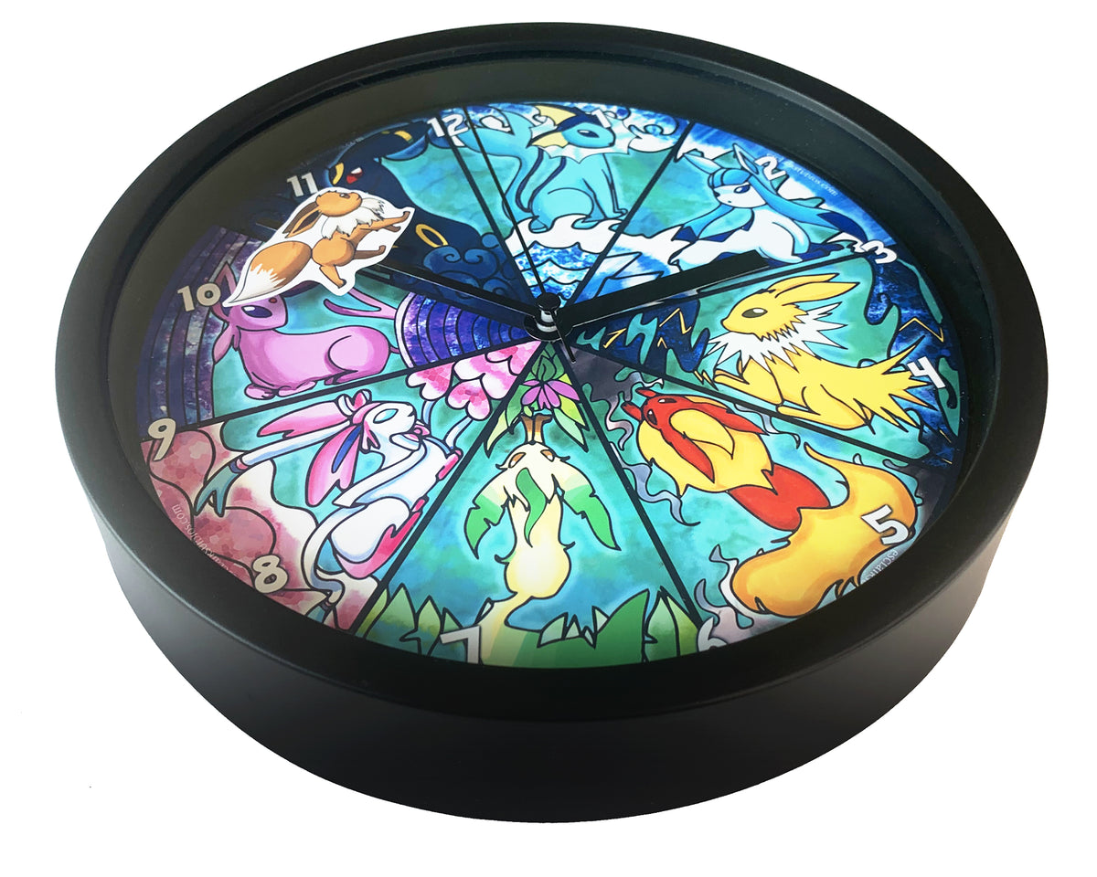 Gold fashion and Navy Pokémon Eevee Evolutions Starlight Night Wall Clock