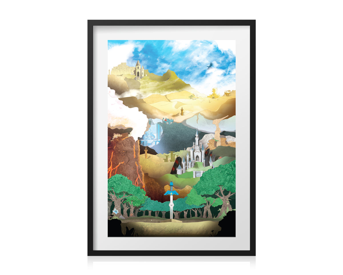 The Legend of Zelda: Breath of the Wild Map Framed Art Print