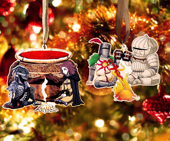 Dark Souls and Elden Ring - Wooden Christmas Ornament Set