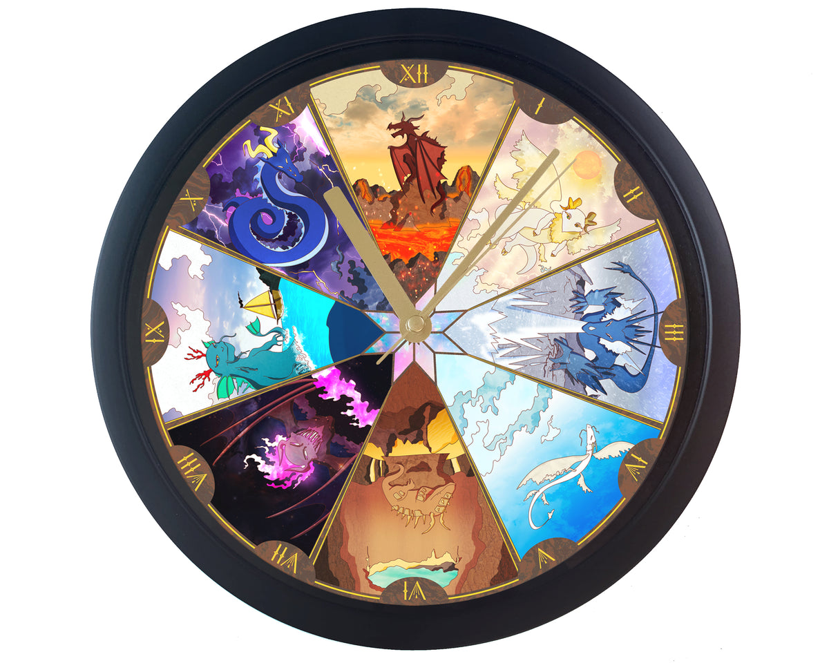 Elemental Dragons - Wall Clock