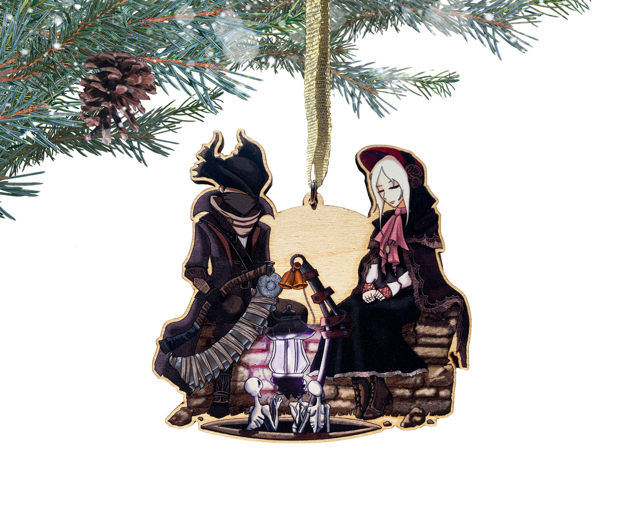 Bloodborne - Hunter and the Doll - Wooden Christmas Ornament