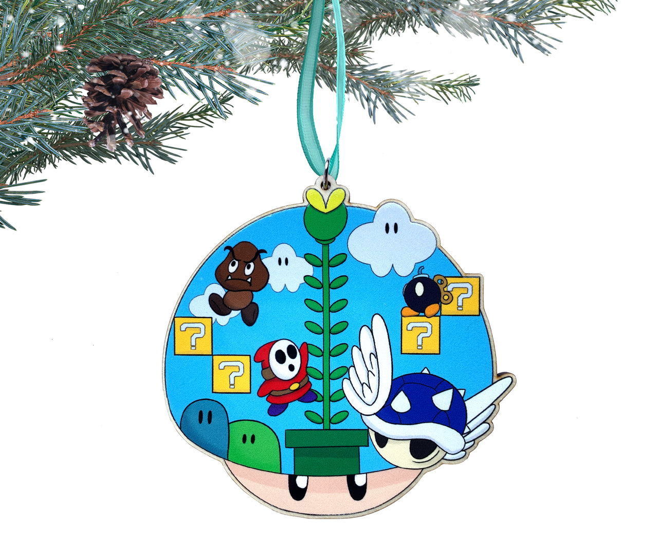 Mushroom Kingdom - Wooden Christmas Ornament