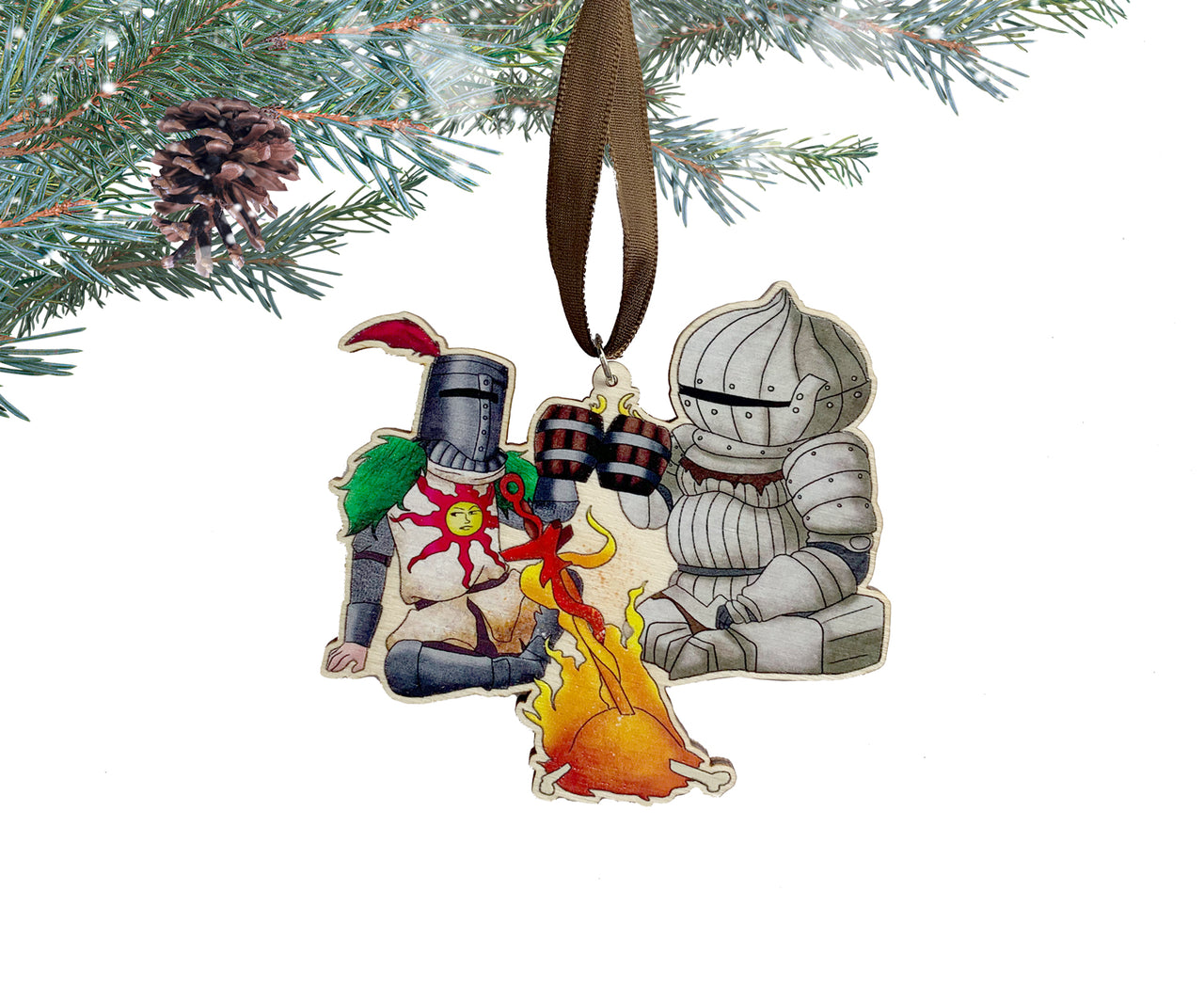 Dark Souls - Sunbros - Wooden Christmas Ornament